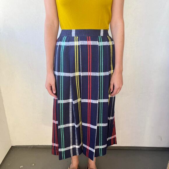 VTG 80S COLORFUL PLAID SKIRT - Picture 3 of 4